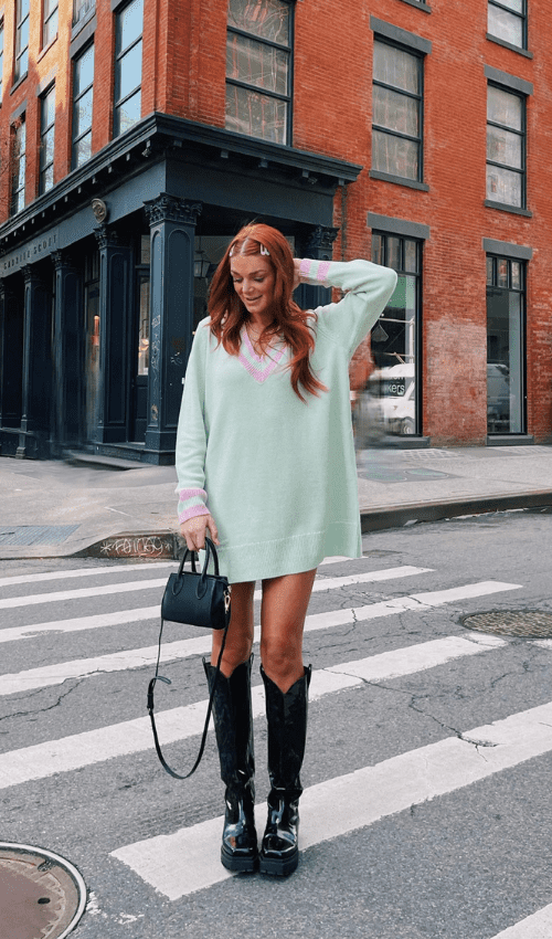 What shoes to wear with a sweater dress: Outfit inspiration included!