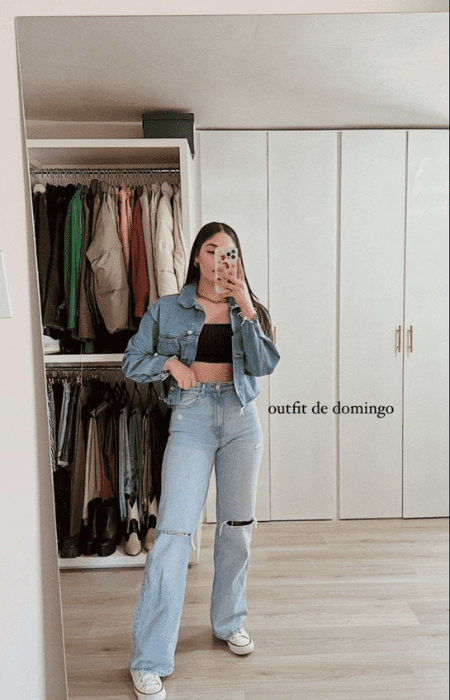 what to wear with wide leg jeans