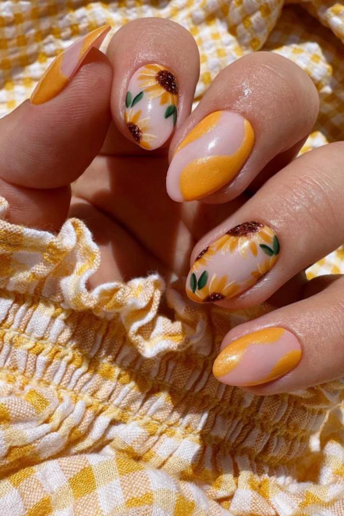 sunflower nails designs
