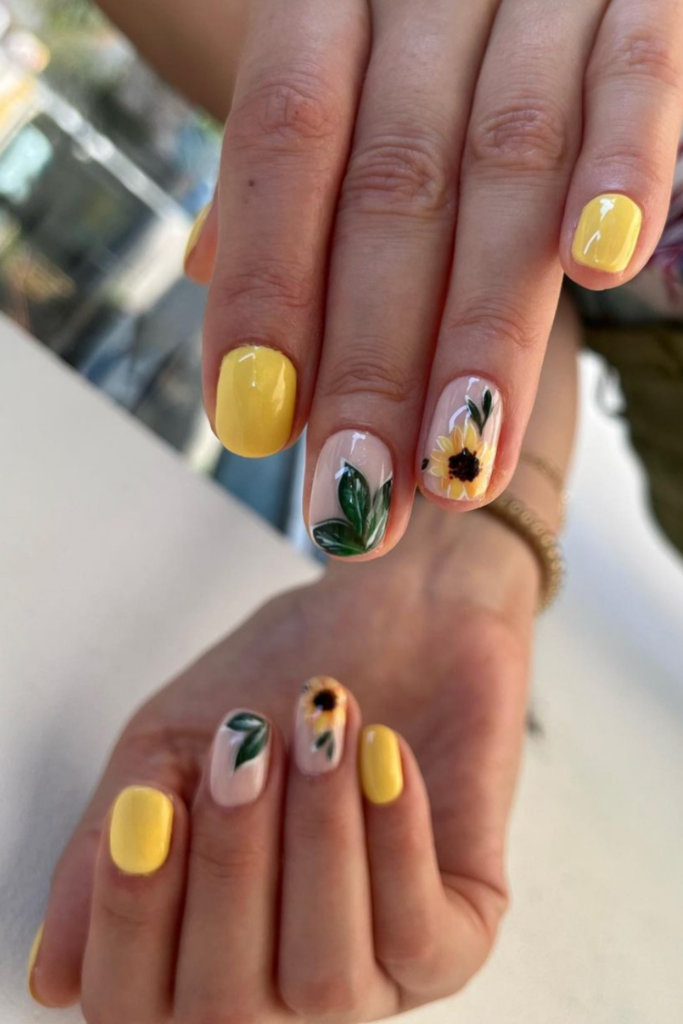 sunflowers on nails