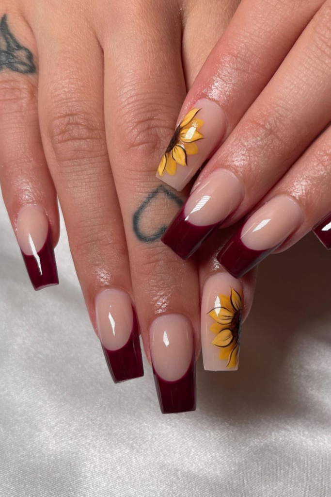 sunflower on nails