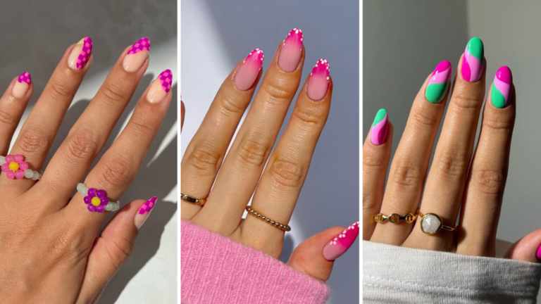 hot pink nails designs