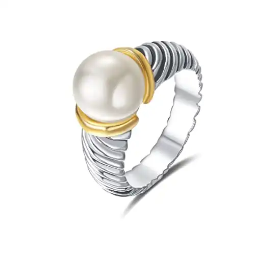 UNY JEWEL Two Tone Twisted Cable Wire Ring