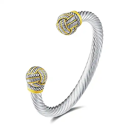 UNY JEWEL Two Tone Twisted Cable Wire Ball Weave Cuff