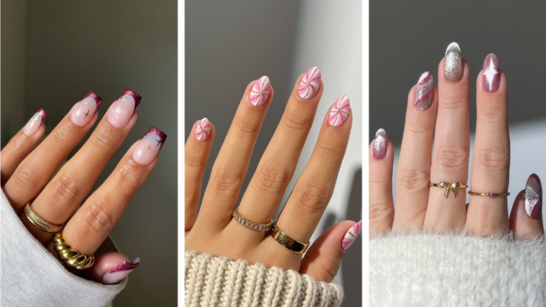 pink christmas nails