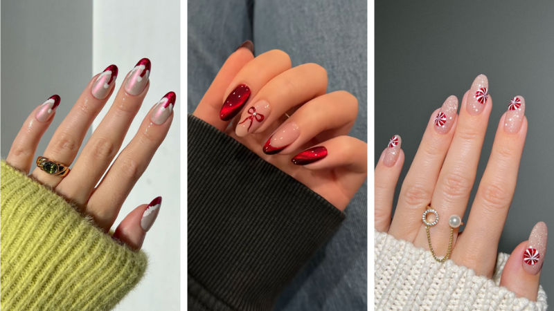 red christmas nails