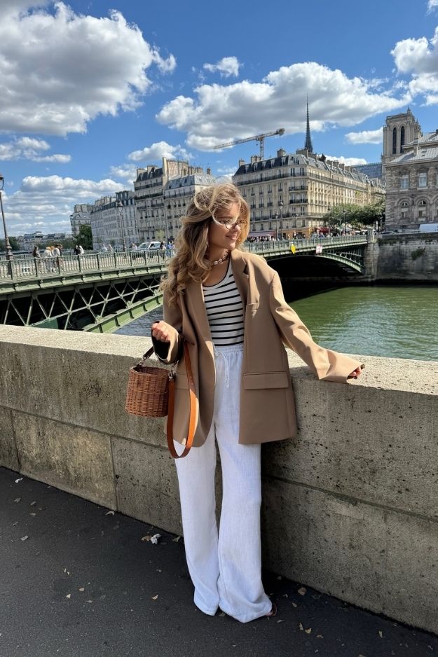 12-Blazer Over A Striped Tank Top 12-Blazer Over A Striped Tank Top