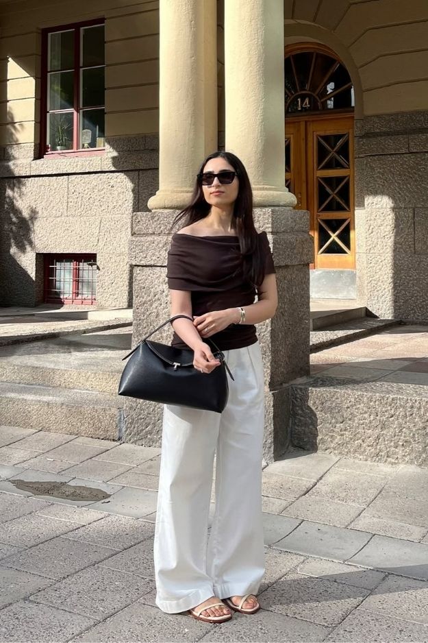 14-Off Shoulder Blouse + High-Waisted Trousers 14-Off Shoulder Blouse + High-Waisted Trousers