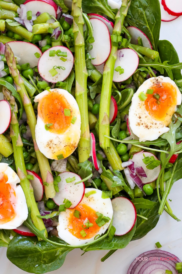 Healthy Asparagus Spring Salad with Soft Boiled Eggs That Actually Satisfies Healthy Asparagus Spring Salad with Soft Boiled Eggs That Actually Satisfies