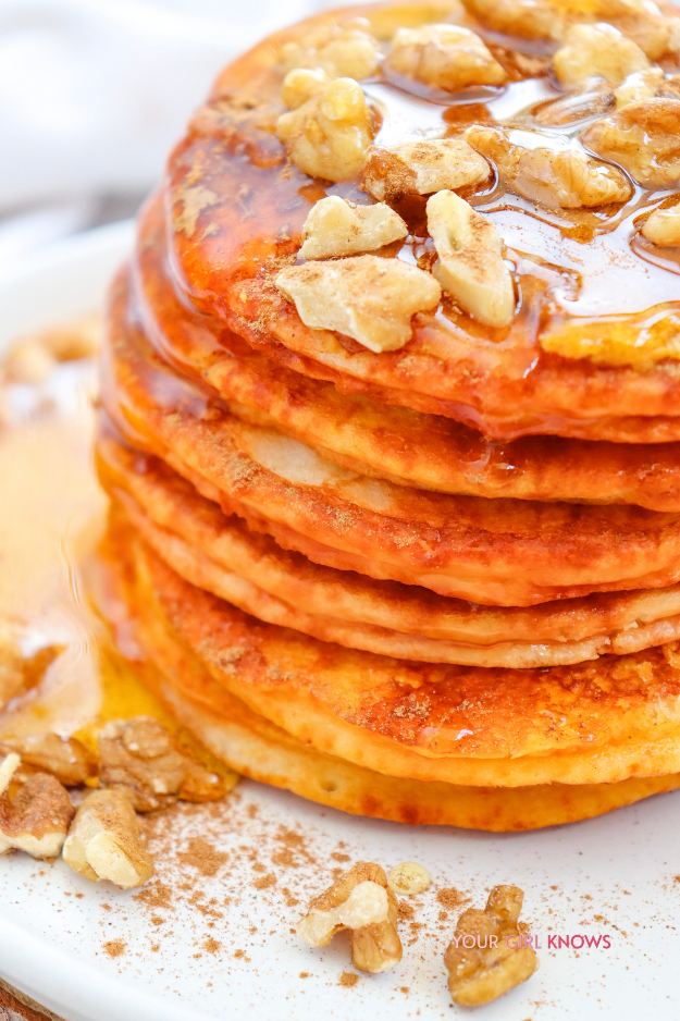 Pumpkin Pancakes With Thick Fluffy Stacks and Maple Syrup Running Everywhere Pumpkin Pancakes With Thick Fluffy Stacks and Maple Syrup Running Everywhere